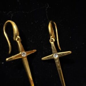 Elegant Gold Cross Dangle Earrings